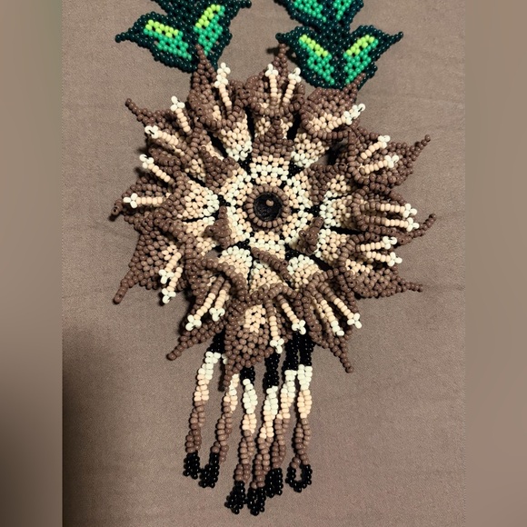 Handcrafted Beaded Floral Necklace - Picture 4 of 5